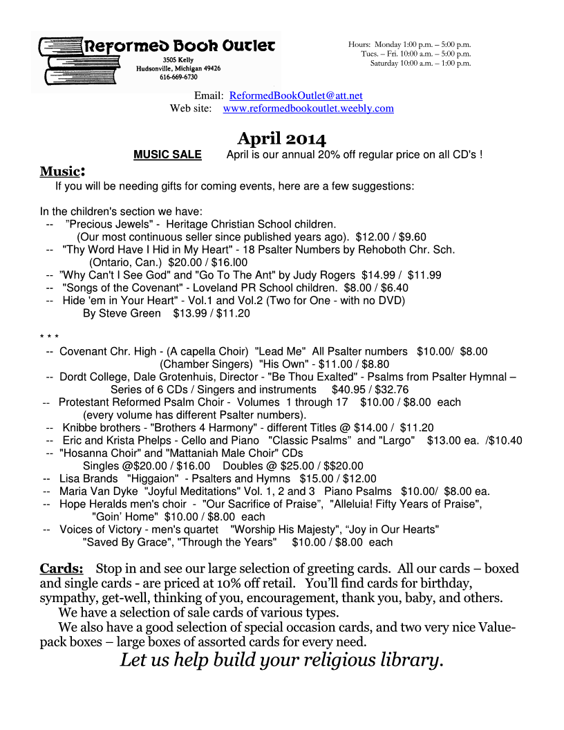 RBO Newsletter - April 2014 Page 1