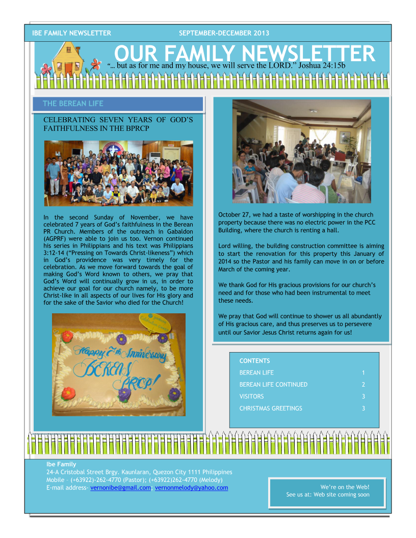 Ibe Family Newsletter-Sept-Dec 2013 Page 1