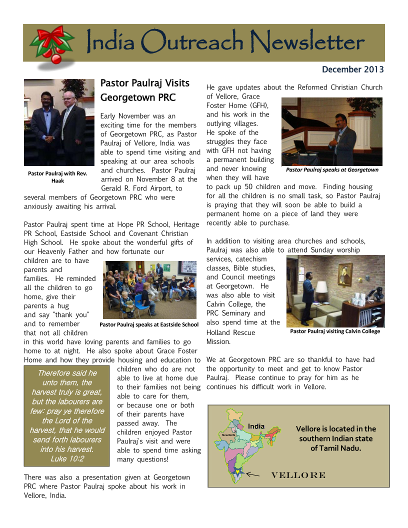 India Outreach Newsletter Dec2013 Page 1